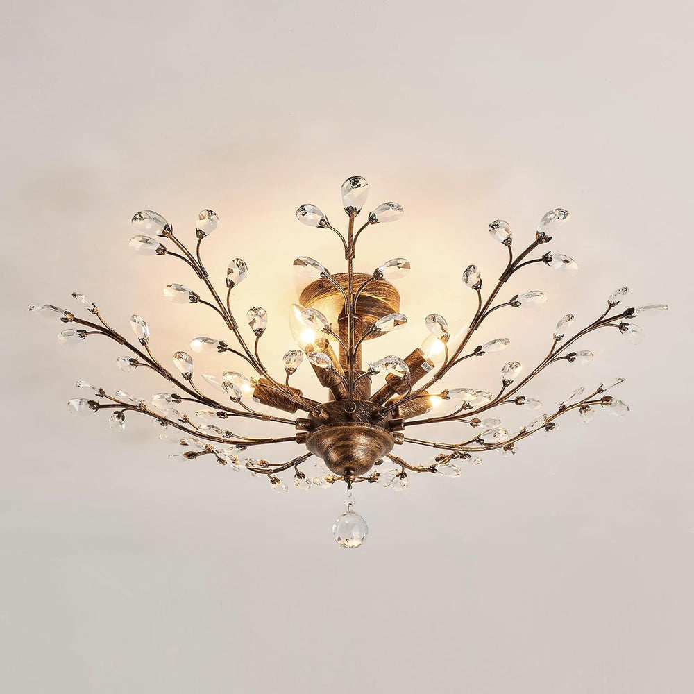 CVKASH 5 - Light Vintage Crystal Chandelier Modern Bronze Branche Ceiling Lig...