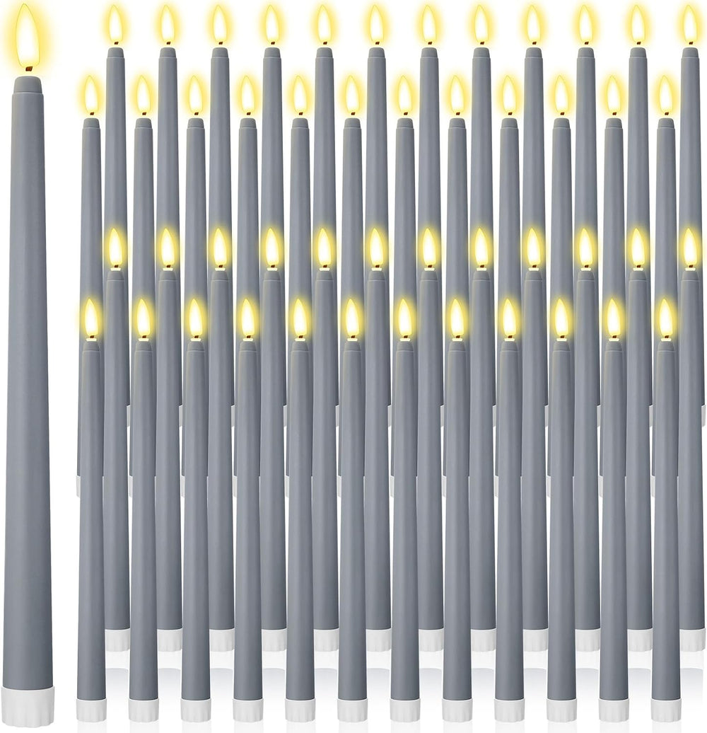 Handepo 48 Pack Flameless LED Taper Candles Battery Operated, Dusty Blue