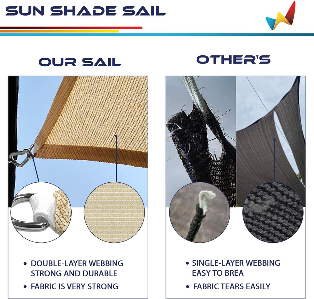 Windscreen4less 13' x 20' Sun Shade Sail Rectangle Outdoor Canopy Cov...