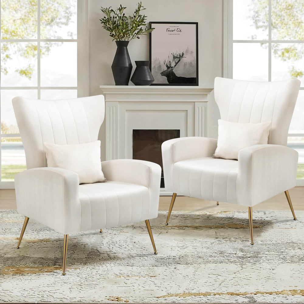 Velvet Accent Chair for Living Room Bedroom, Modern Arm Chair with Wingback &...