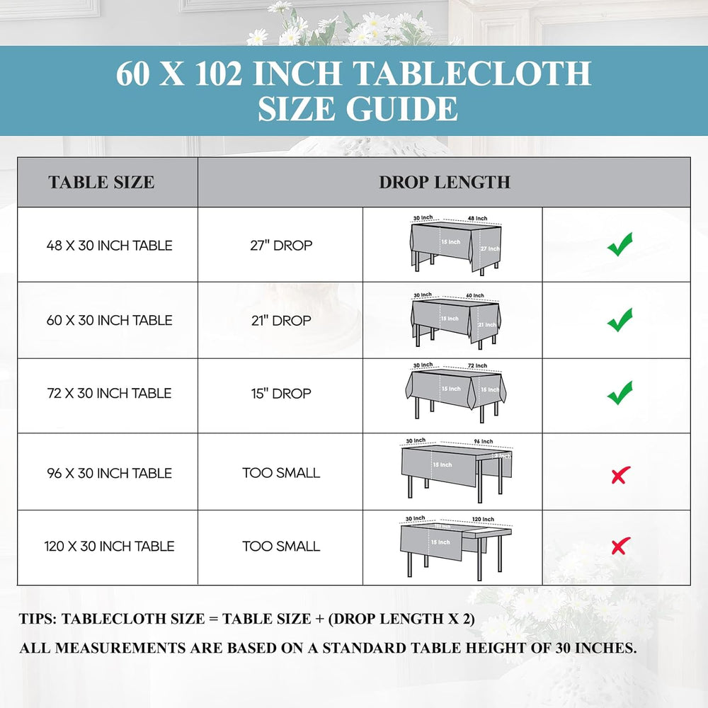 VidaFete Everyday Series Rectangle Tablecloth 60" x 102" 10 Pack White