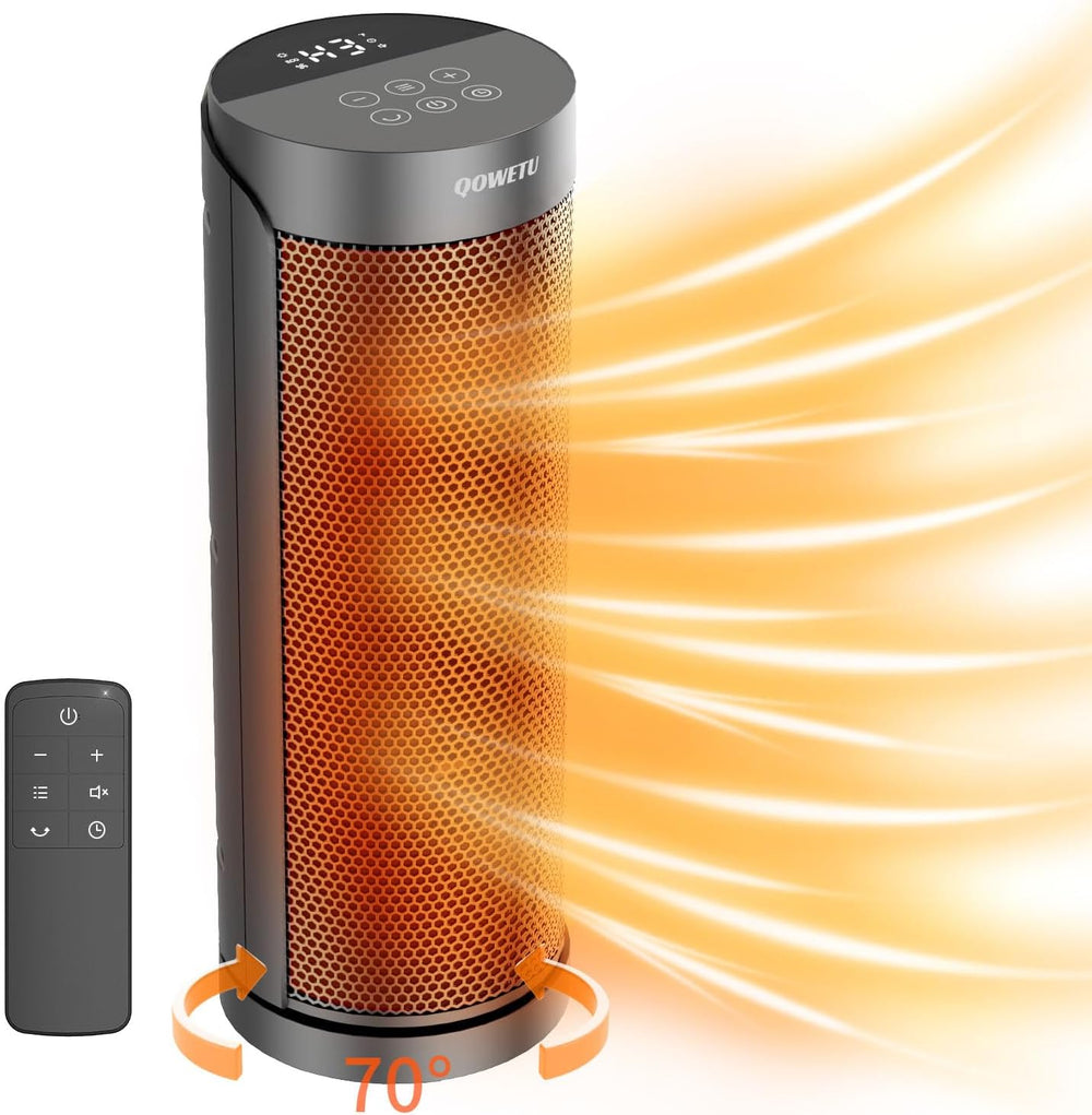 Portable Space Heater for Indoor Use with Remote - QOWETU 70° Oscillating Ele...