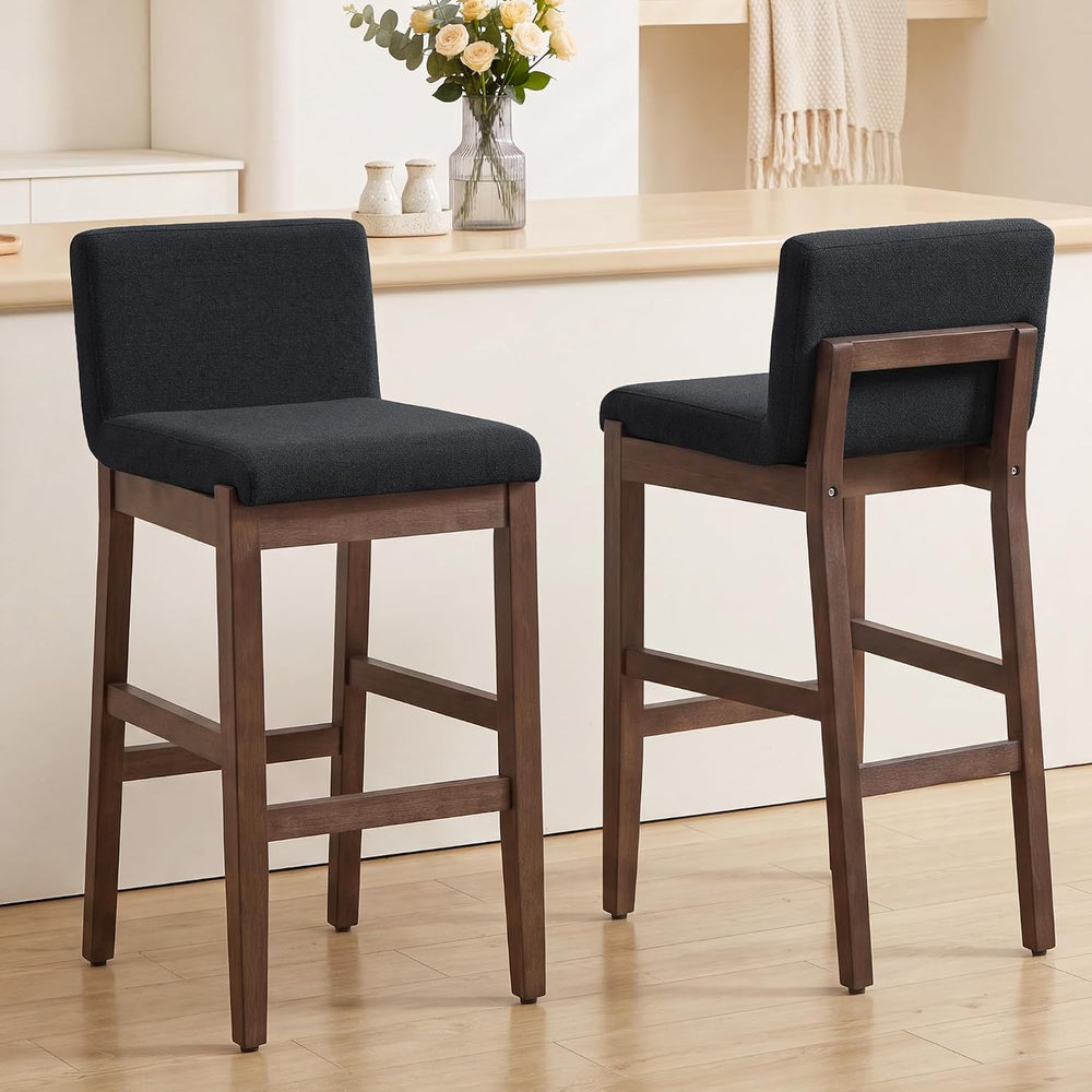28.9 Inch Bar Stools Set of 2, Counter Height Bar Stools with Backs, Comforta...