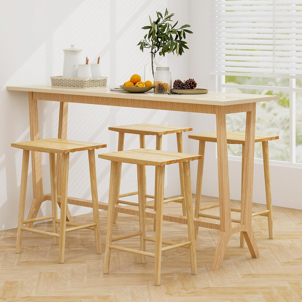 GIANTEX 25.5" Wooden Bar Stools Set of 2, Farmhouse Backless Counter Hei...