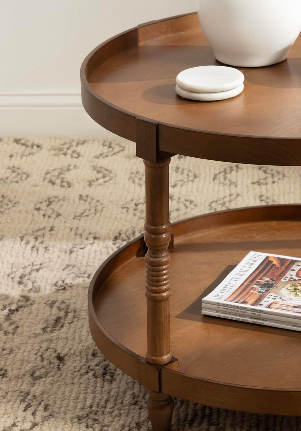 Kate and Laurel Bellport Tiered Round Coffee Table; 29 x 29 x 21; Rustic Brow...
