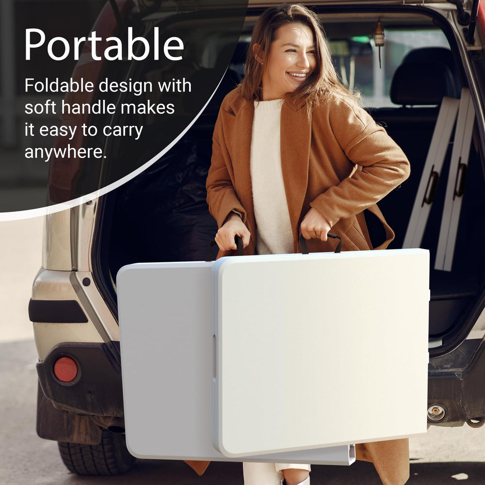 2 PACK of 6 Feet Foldable Table with Built in Handle & Steel Legs | 6FT H...