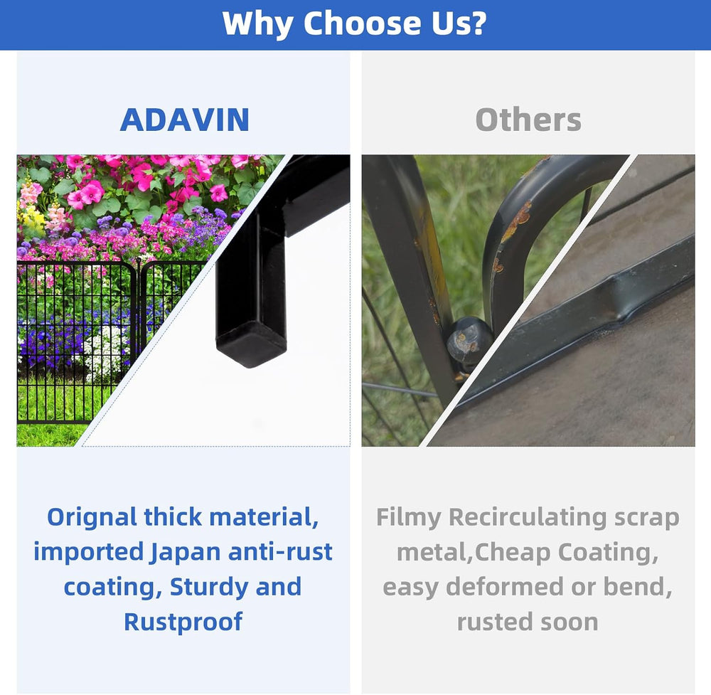ADAVIN 24in Garden Fence, 4 Panels Dog Fence Outdoor for Yard, 9.8 Ft | Heavy...