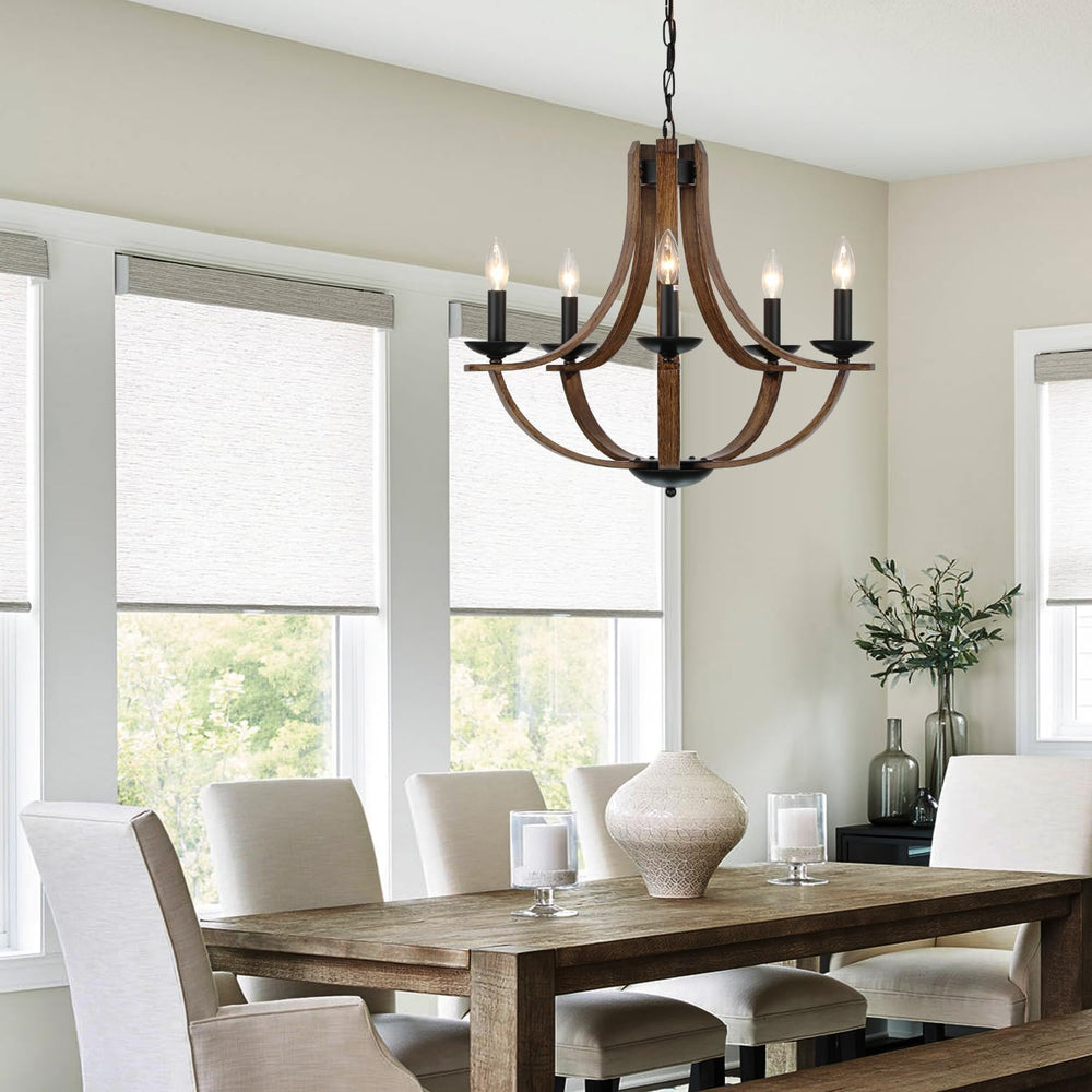 LAMPKEDUO Farmhouse Chandeliers for Dining Room Light Fixture, 5-Light 24 inc...