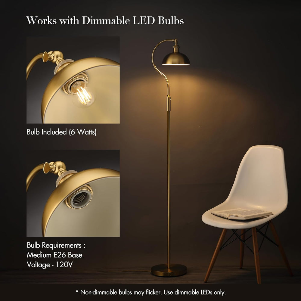 O’Bright Heritage - Banker’s Floor Lamp, 3-Level Touch Dimming, Adjustable Ti...
