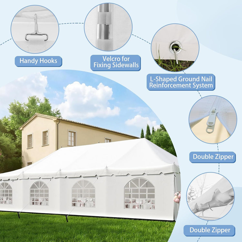 EROMMY 20x40FT Large Party Tent with Sidewalls, 2 Doors, Carry Bags, Heavy Du...