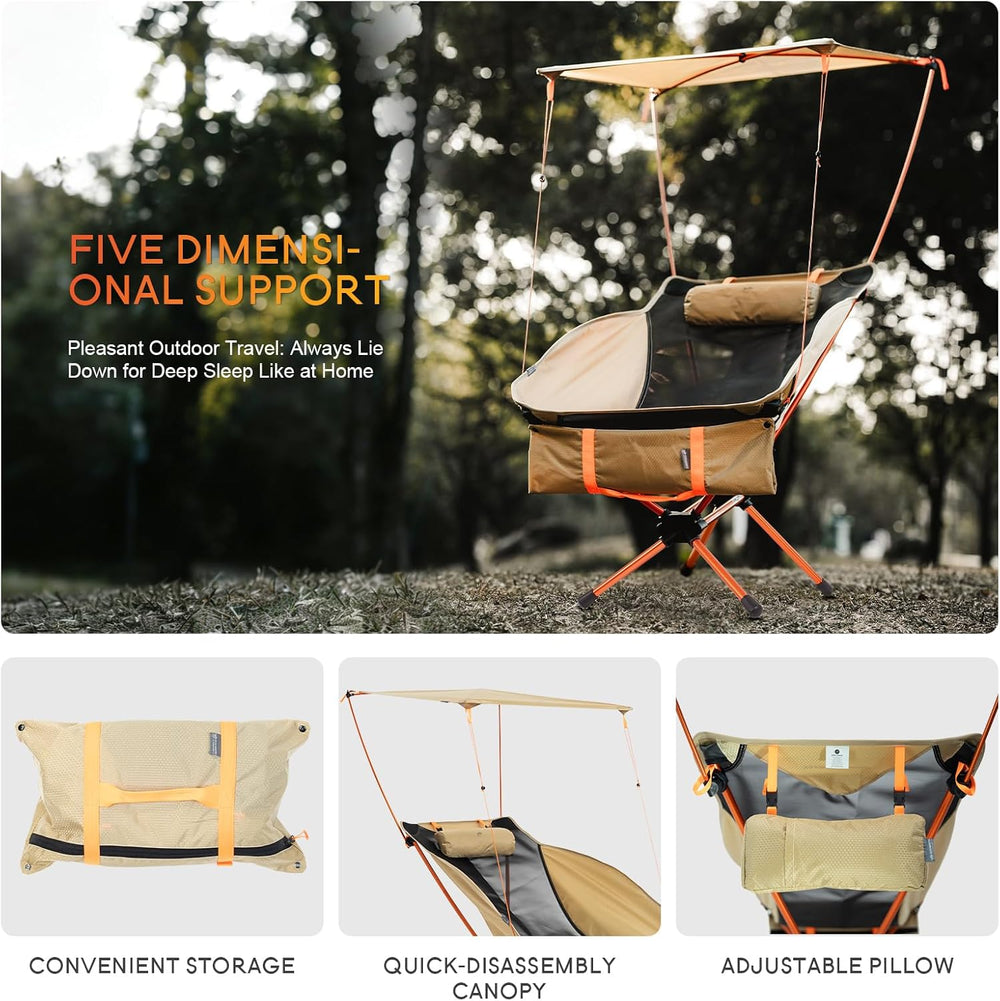 Portable Folding Camping Chair with Sunshade Canopy for Adults
