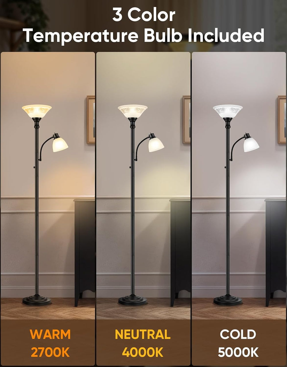 Torchiere Floor Lamps for Living Room, 71" Tall Standing Lamp with Thick...