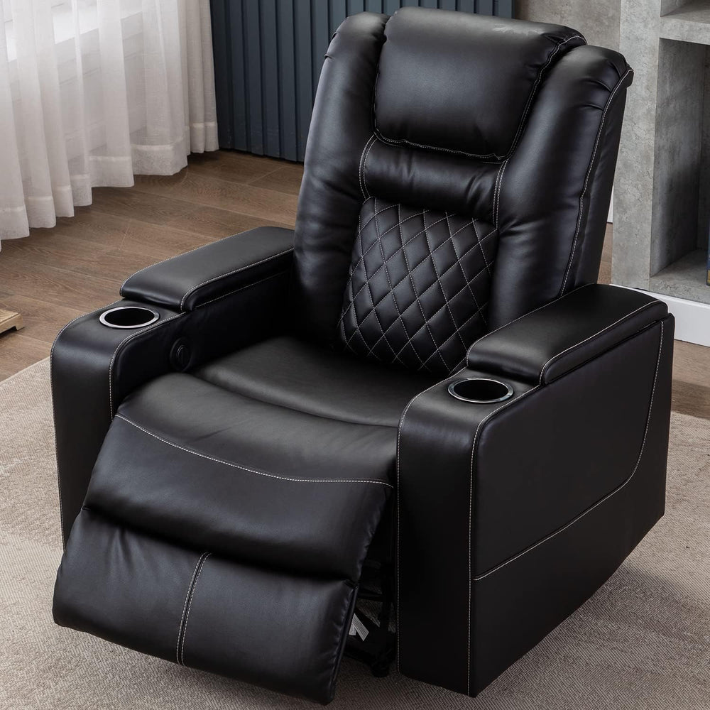 CANMOV Electric Power Recliner Chair Set of 4, Breathable Leather Home Theate...