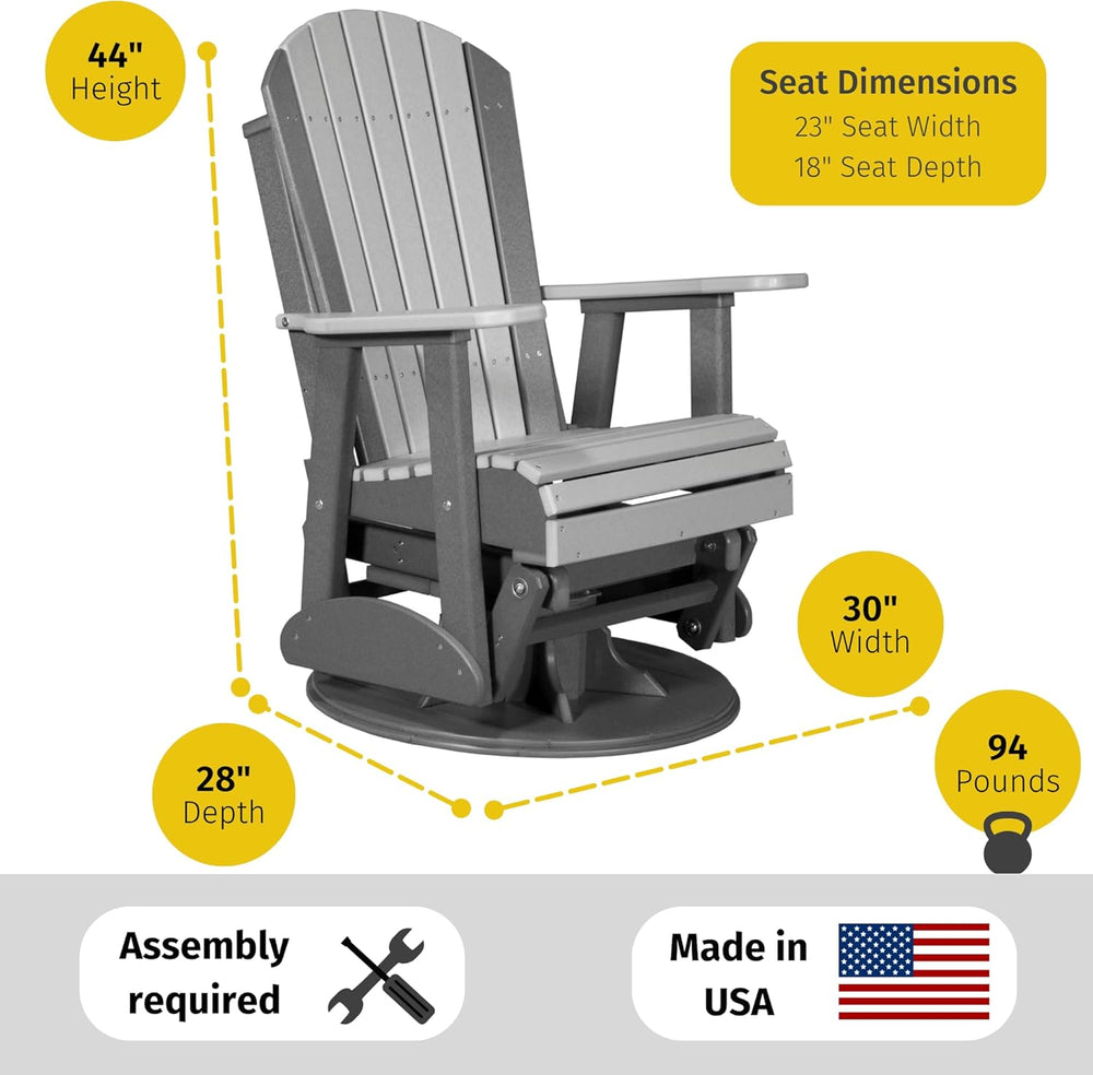 LuxCraft 2' Adirondack Swivel Glider - Available in 14 Colors, Cedar and ...