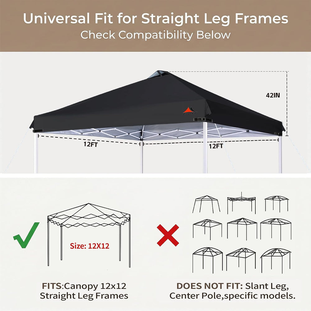 SCOCANOPY Replacement Top with Air Vent for 12x12 Canopy Frame, Canopy Cover ...