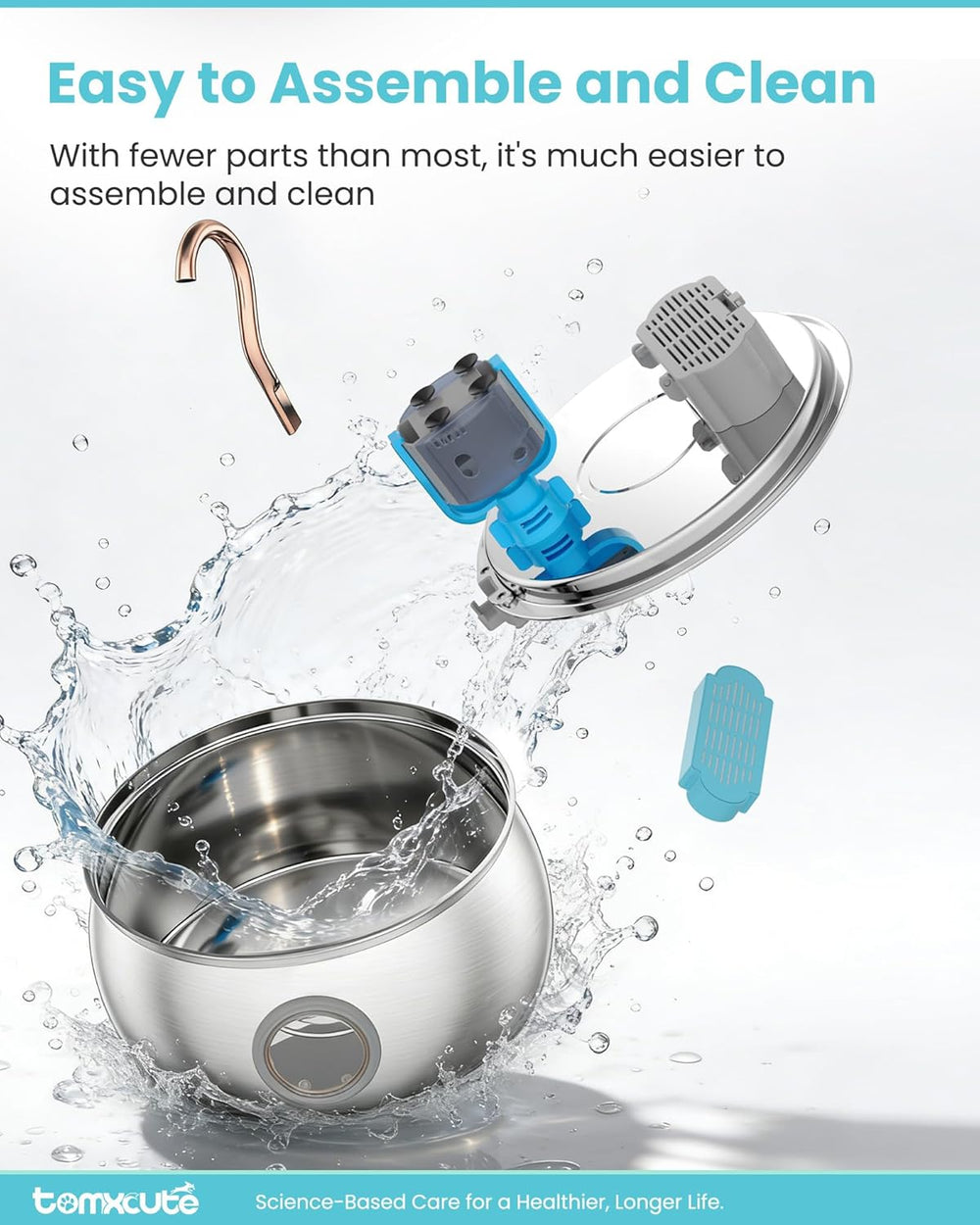 Cat Water Fountain Stainless Steel -135oz/4.0L Cat Fountain for Drinking