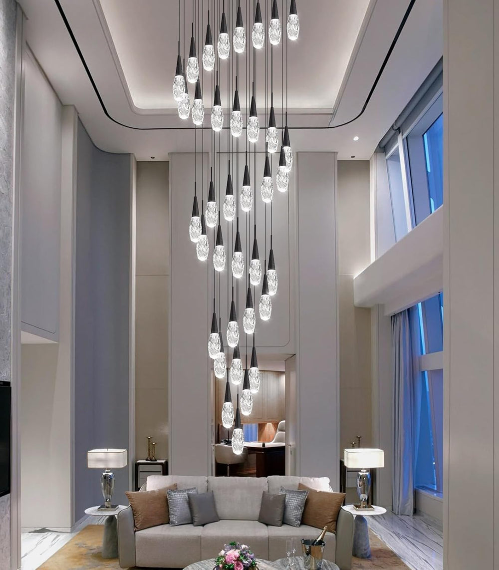 36-Lights 197 Inches Large Modern Chandelier LED Light Fixtures High Ceiling ...