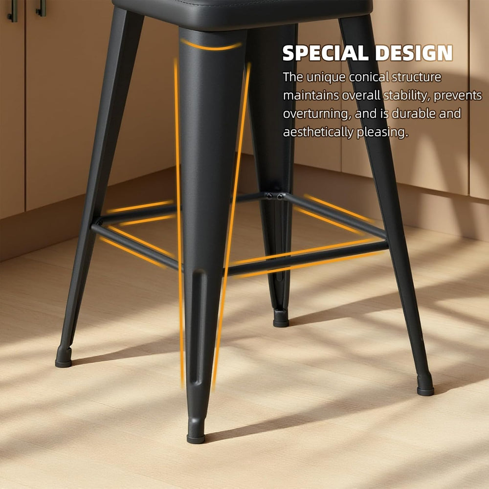 Bar Stools Set of 4, 26" Counter Height Bar Stools Backless, Upholstered...
