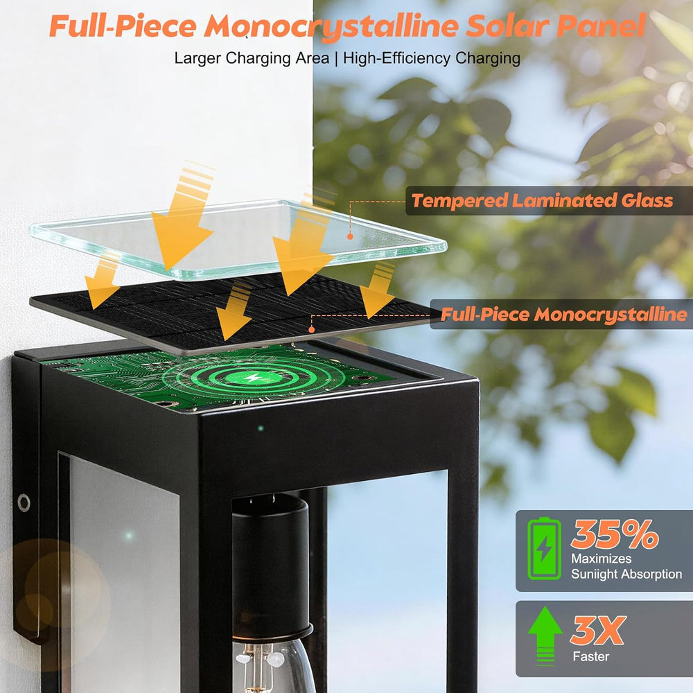 Solar Sconce Light Outdoor Dusk-to-Dawn Solar Powered Outside Porch Lantern