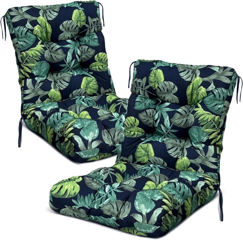 Outdoor Wicker Chair Cushions Set of 2 Printed Flower Patio Chair Cushion wit...