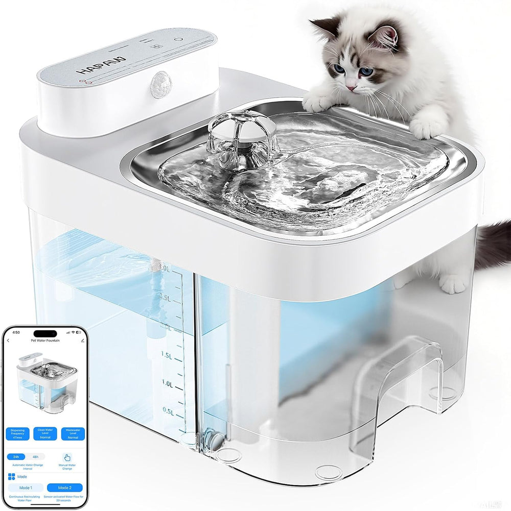 2026 Latest Cat Water Fountain, No Filter Cotton, App Monitoring Wastewater S...