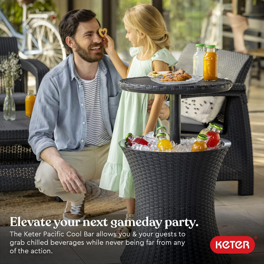 Keter Pacific Cool Bar Outdoor Patio Furniture and Hot Tub Side Table with 7....