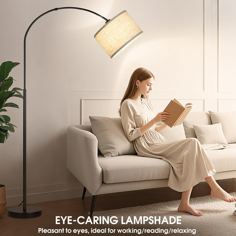 Dimmable Floor Lamp, Arc Floor Lamp with Dimmer, Black Standing Lamp with Adj...