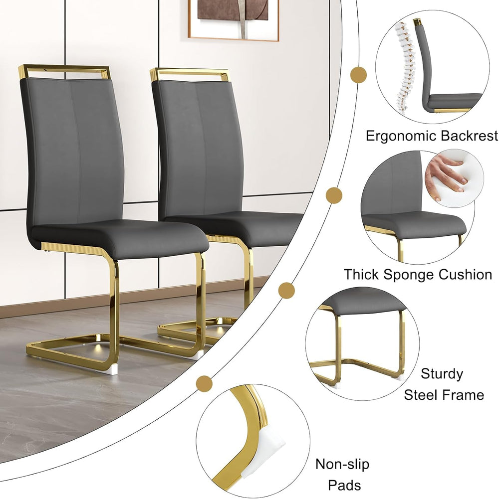 Modern Dining Table Set for 4, 55'' Dining Room Table Set with 4 Faux...