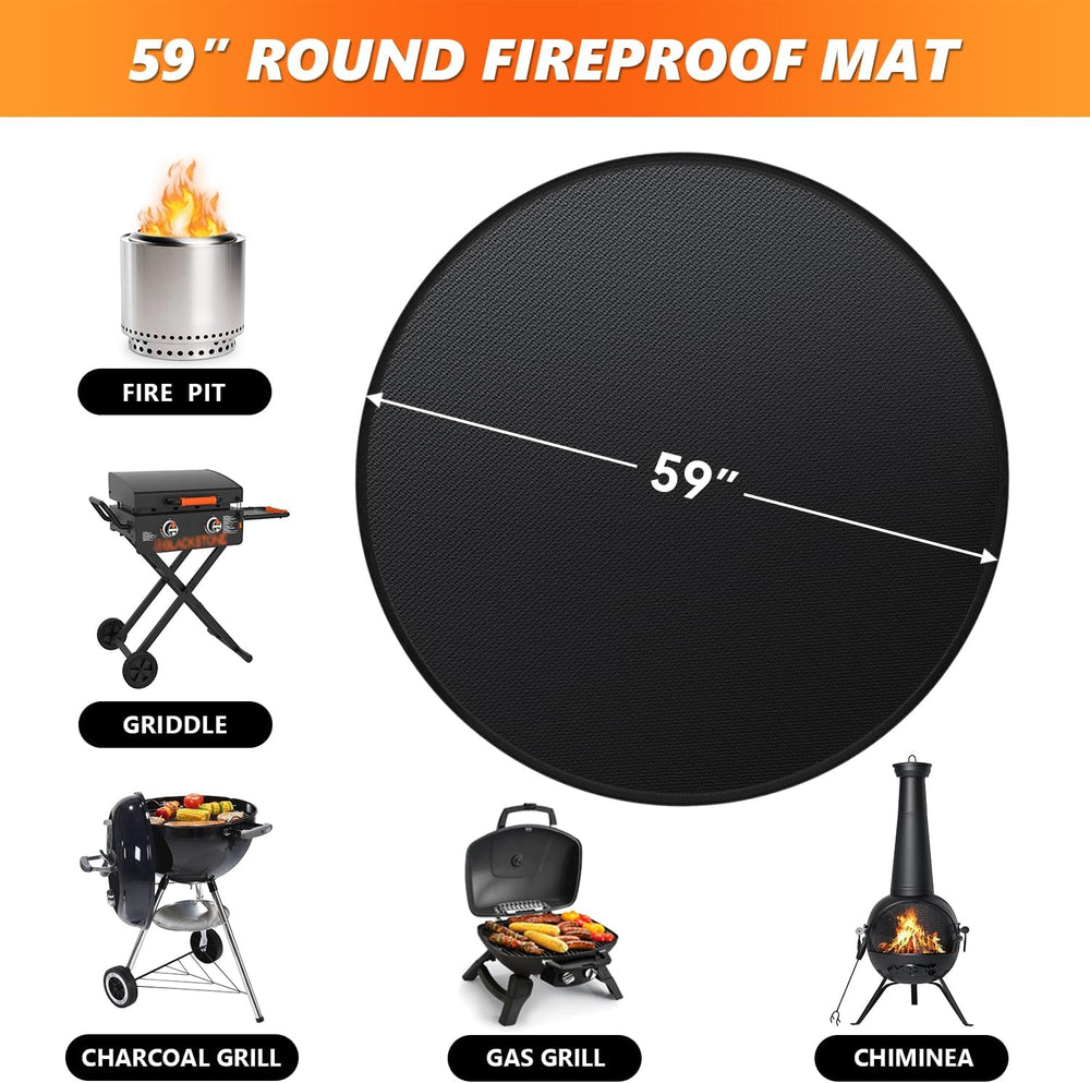 59" Fire Pit Mat for Solo Stove Bonfire, Double-Sided Fireproof Under Gr...