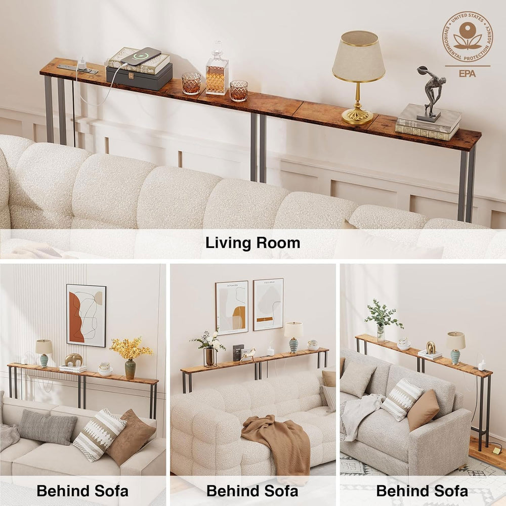 Keelian 70" Narrow Console Sofa Table with Power Outlets & 2 USB Ports