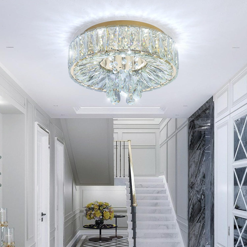 Mini Chandelier Modern Crystal Chandeliers for Hallway LED Flush Mount Ceilin...