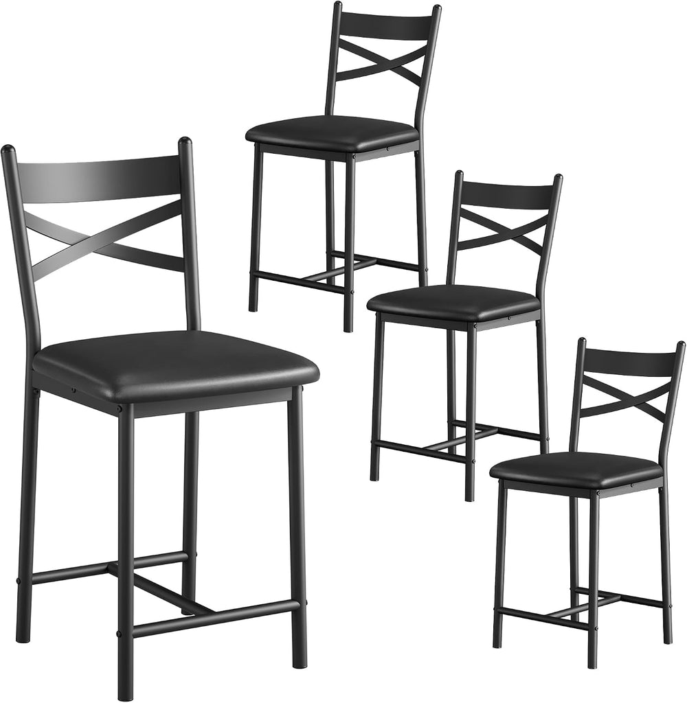 IDEALHOUSE 26" Bar Stools Set of 2, Counter Height Barstools with Back,B...