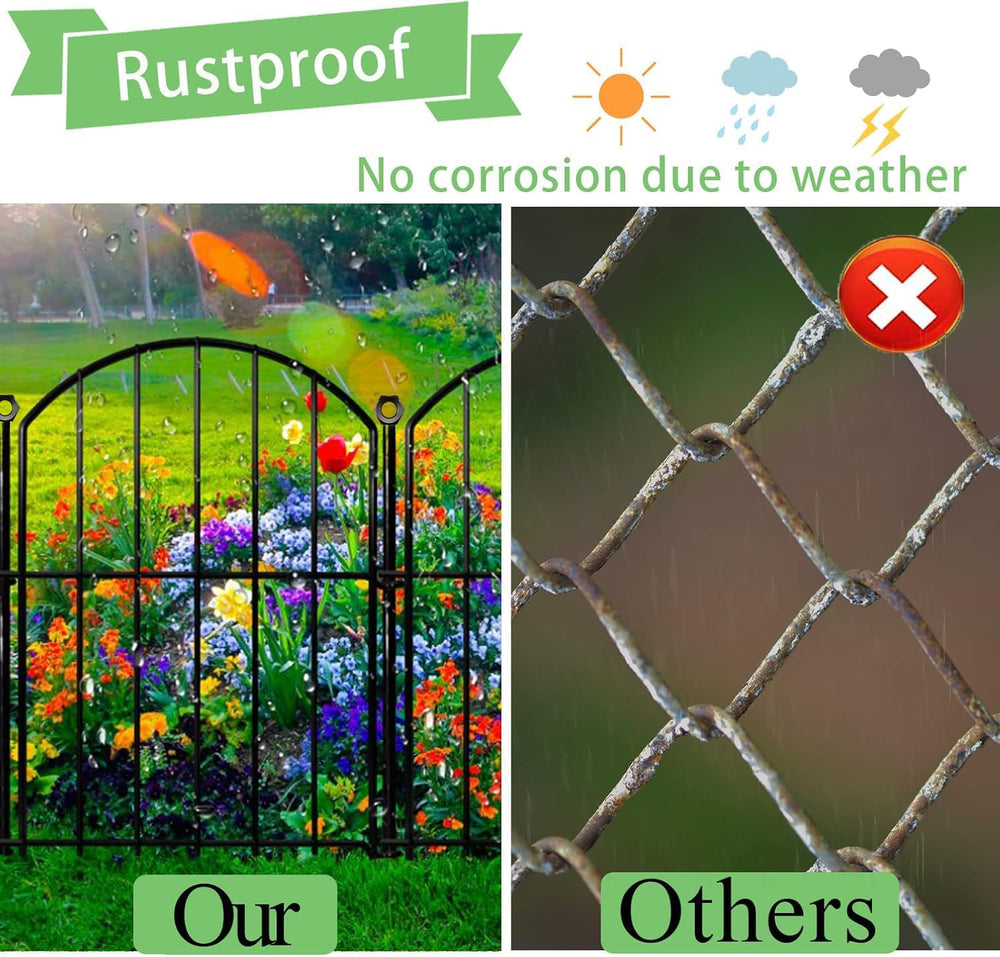 Decorative Garden Fence 17in x10ft, 10 Pack Rustproof Metal No Dig Fence Anim...