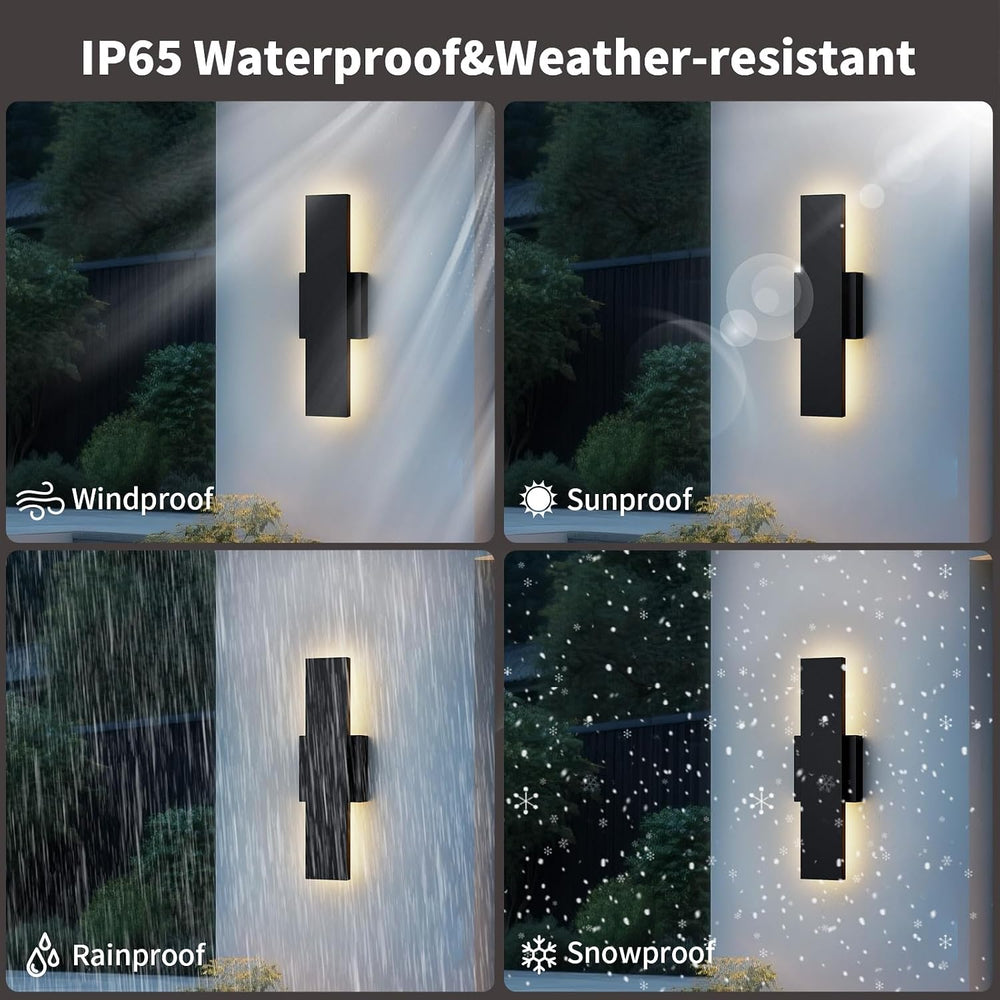 2 Pack LED Modern Outdoor Wall Lights Dimmable 3-Color Temperature 15.7in Ext...