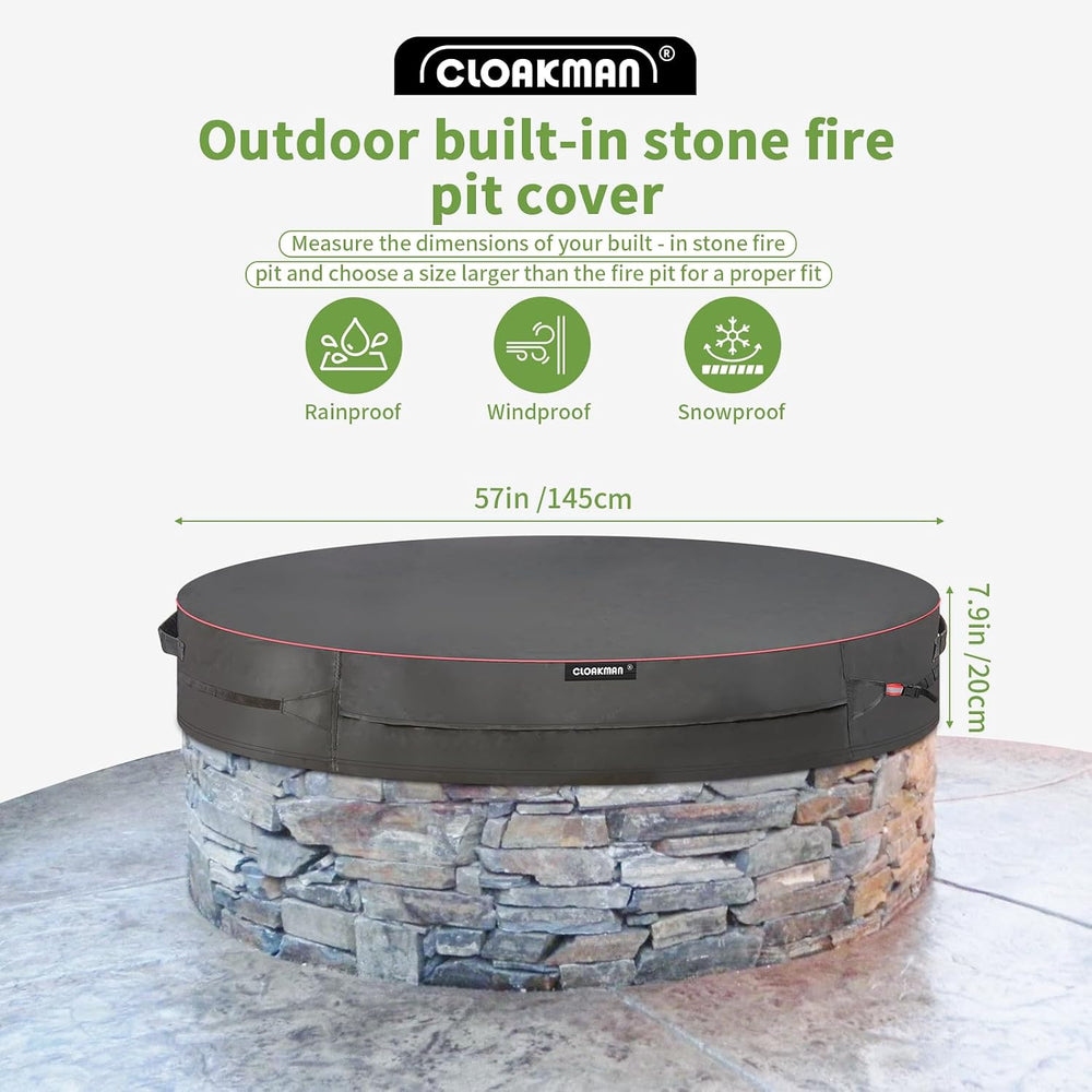 Premium Heavy-Duty Round 52-57 Inch for In Ground Fire Pit Cover