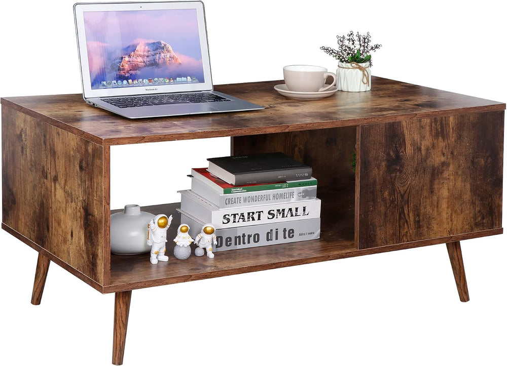 ZenStyle Mid Century Modern Coffee Table, Wooden Retro Coffee Table with Open...