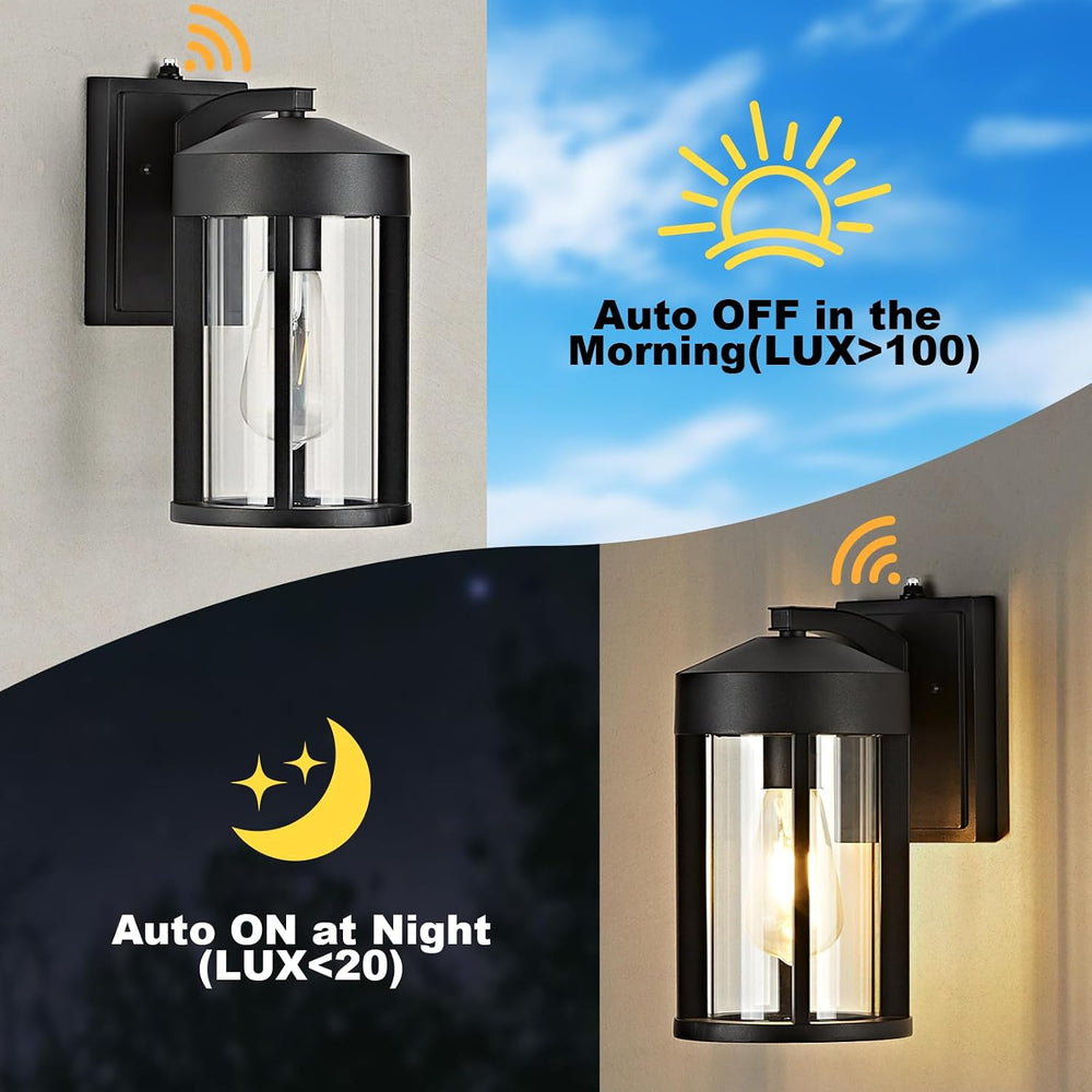 OKELI Dusk to Dawn Outdoor Lights Fixture Wall Mount–Modern Geometric Industr...