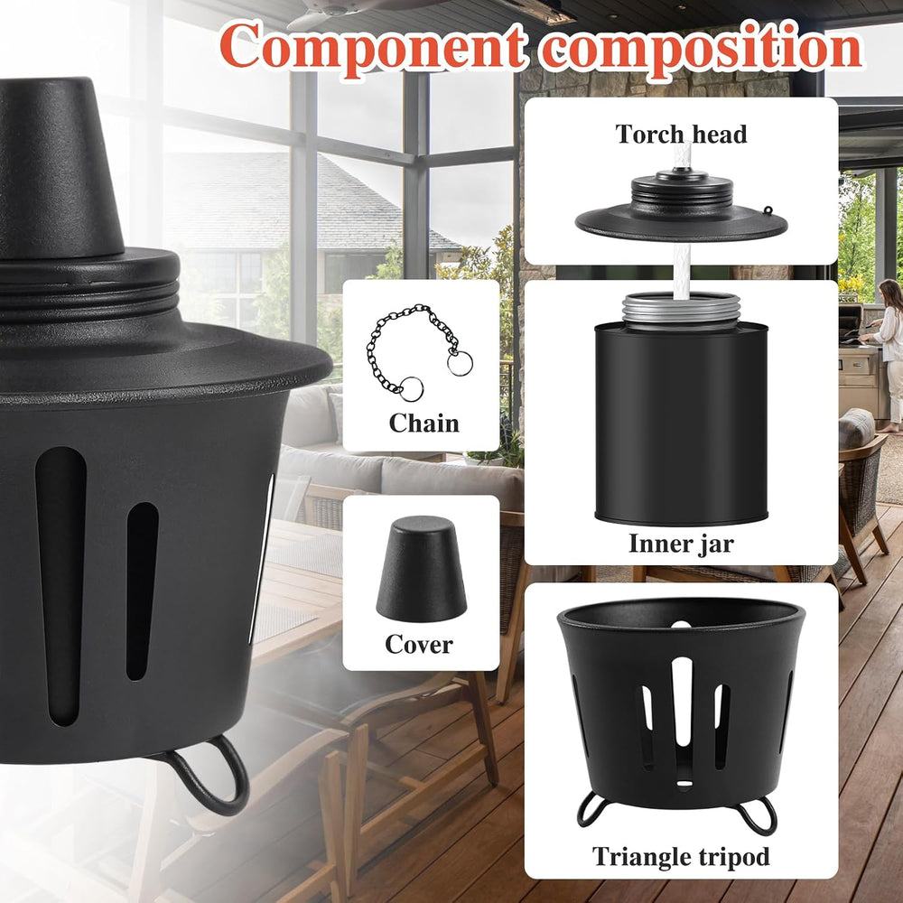 6 Pack Citronella Table Top Torches, 15oz Mini Fire Pit Tabletop Torch for Ou...
