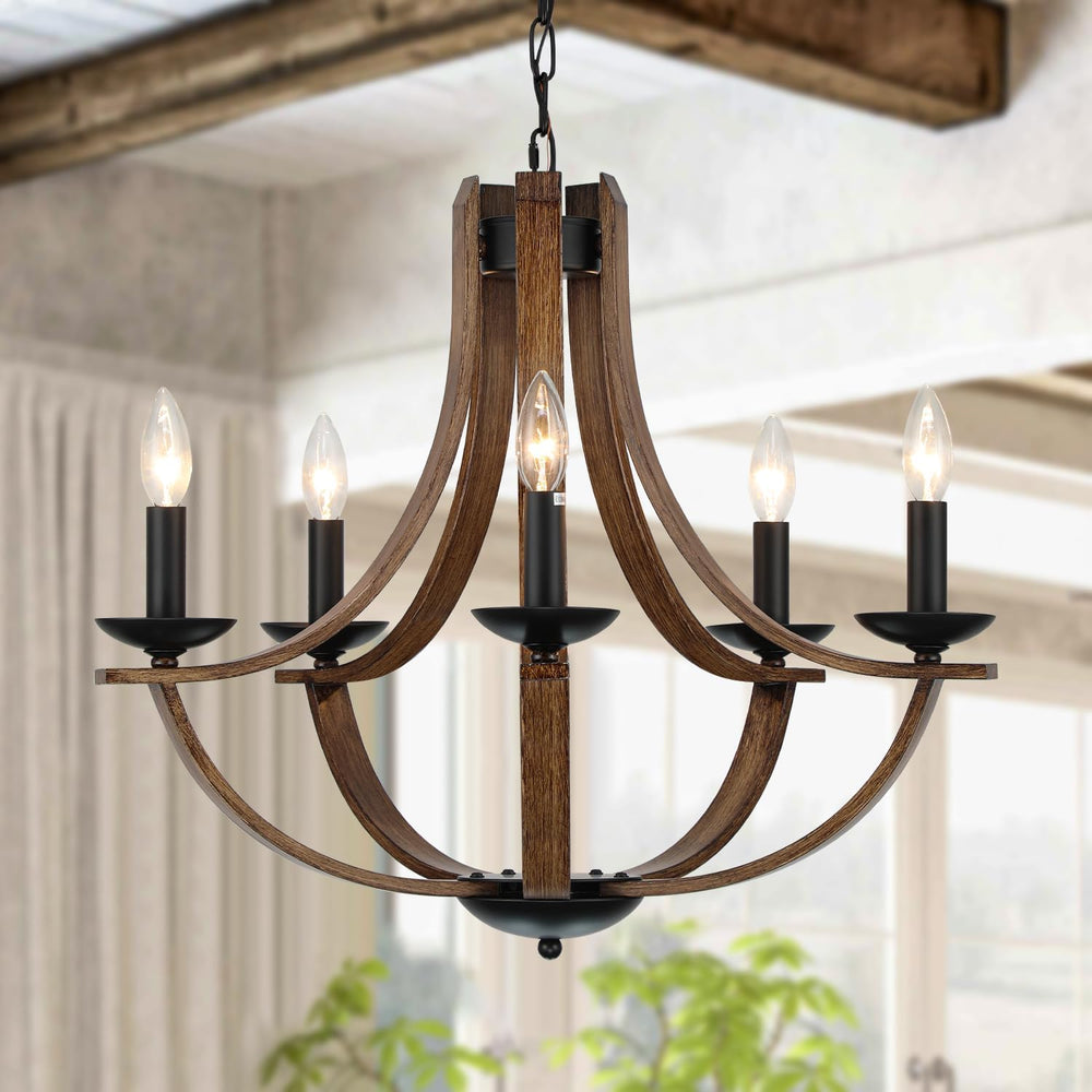 LAMPKEDUO Farmhouse Chandeliers for Dining Room Light Fixture, 5-Light 24 inc...