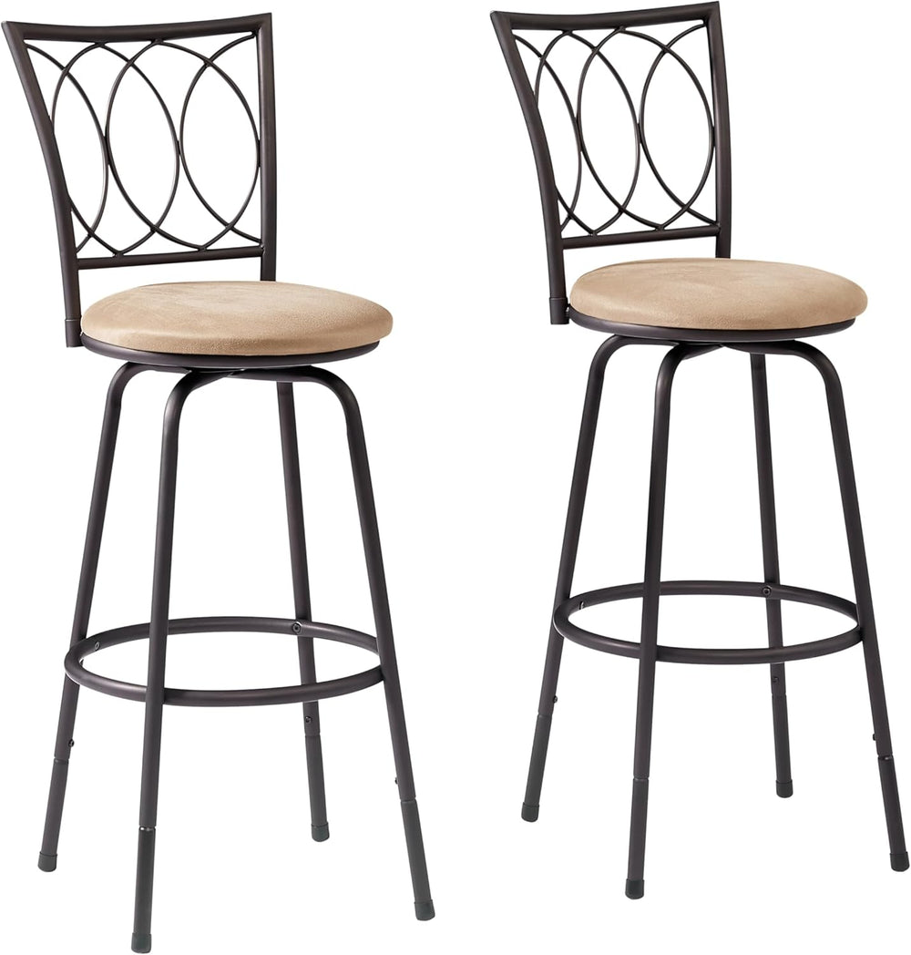 VECELO Bar Stools, 24/29" Adjustable Barstool,Swivel Counter Stool with ...