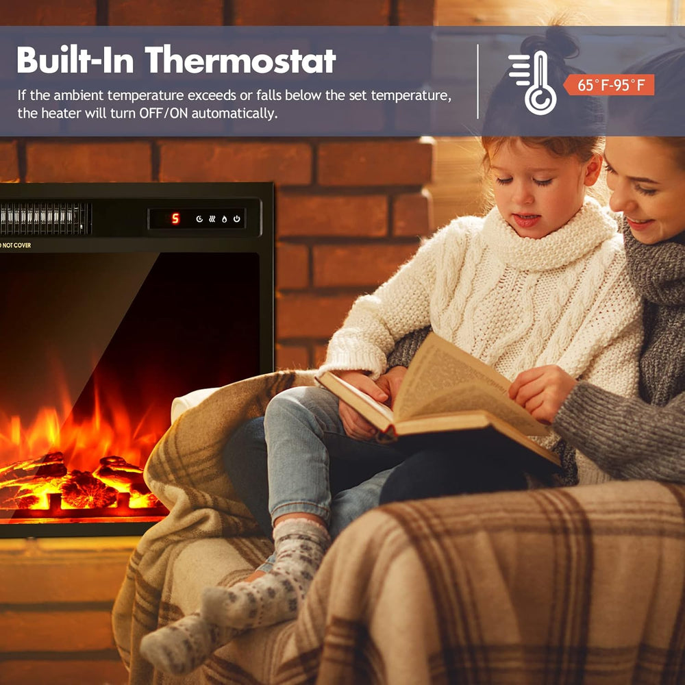 Giantex 18" Electric Fireplace Insert Heater, Wall Recessed/Mounted Fire...