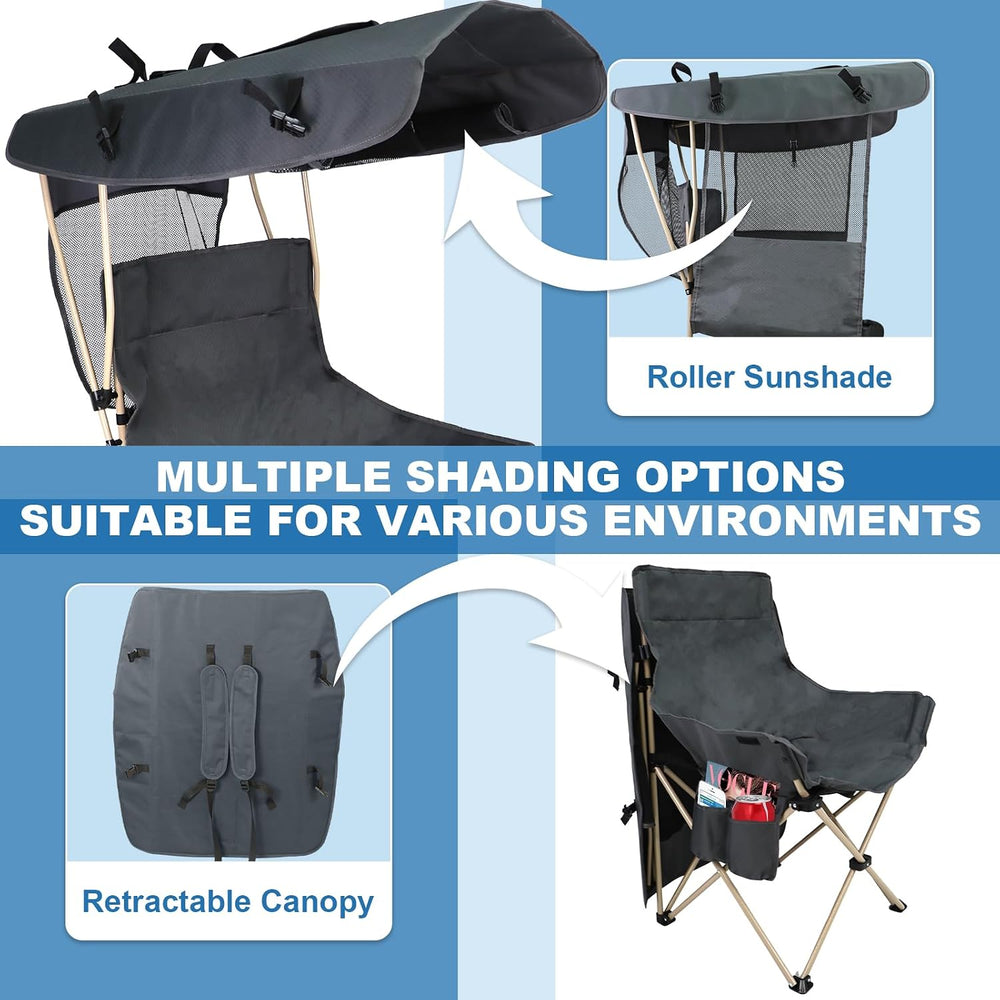 Folding Camping Chairs Canopy Outdoor: Sports Portable Beach Chair with Canop...