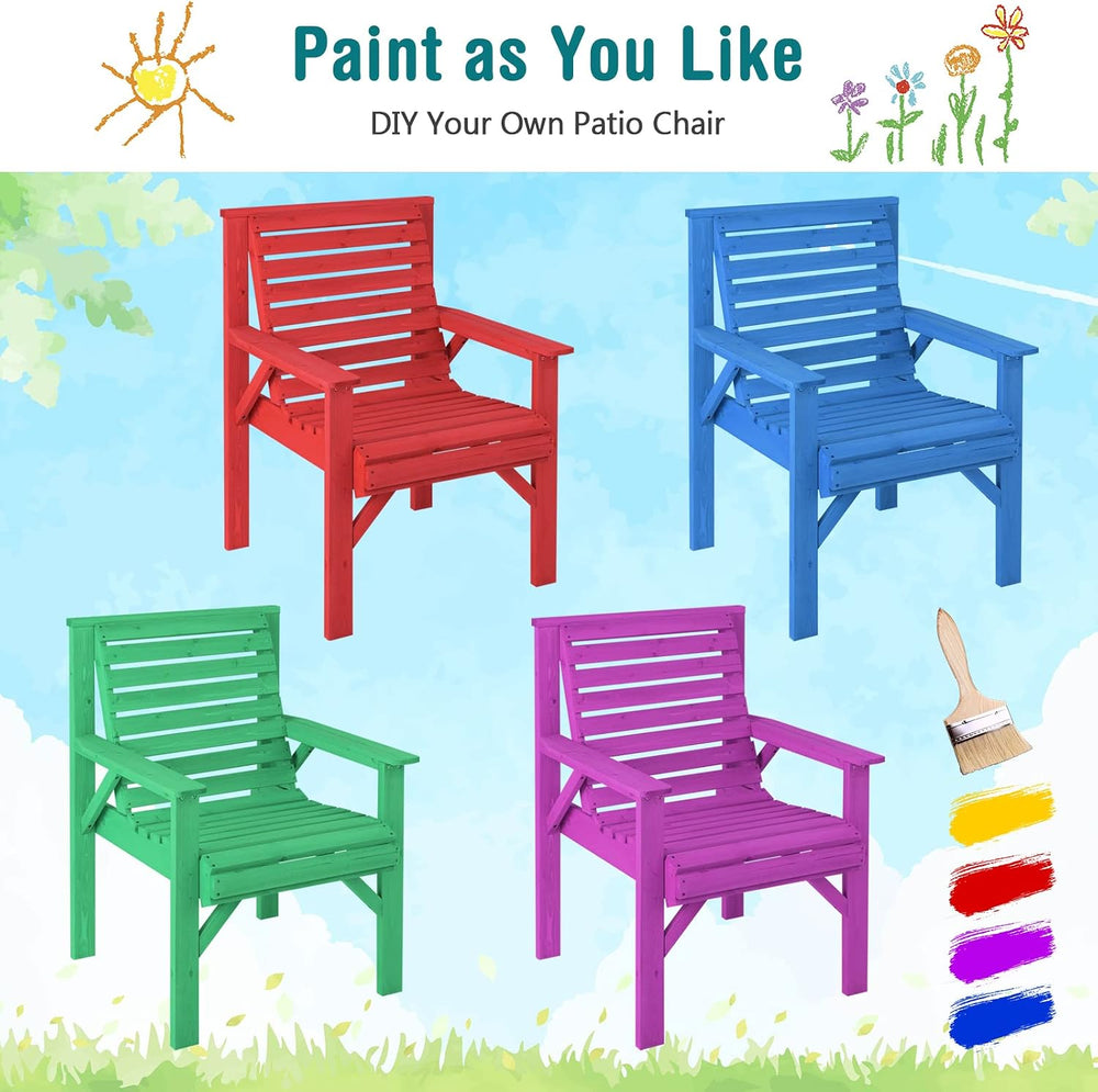 GIANTEX Outdoor Patio Dining Chairs, Solid Wood Bistro Chairs, Inclined Backr...
