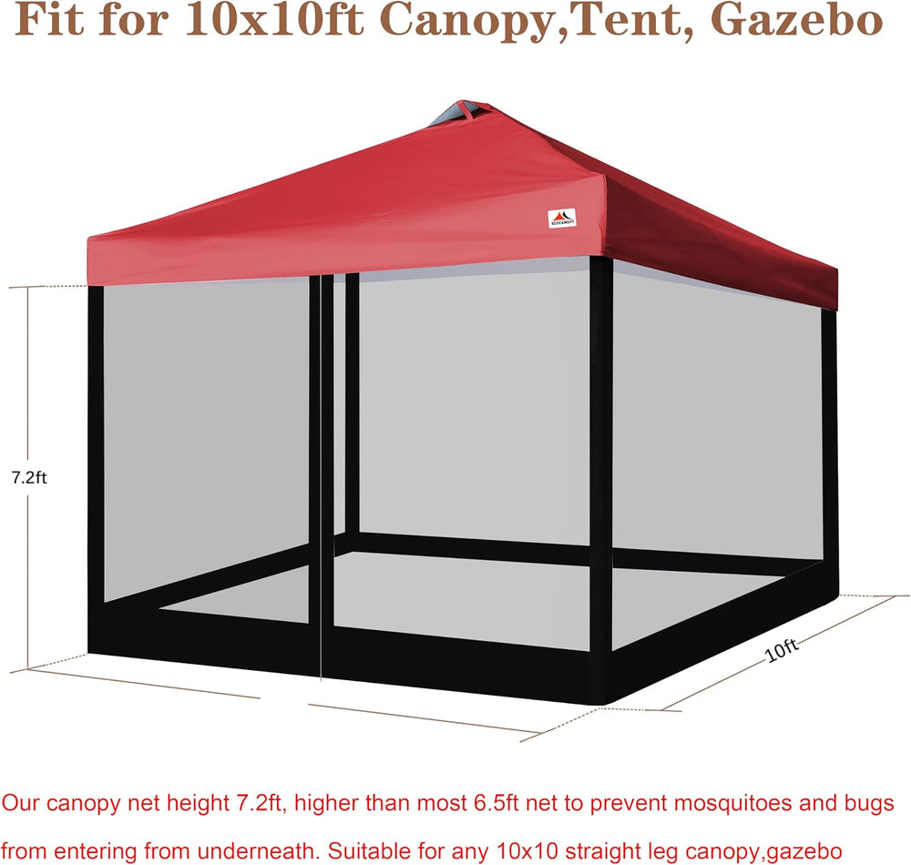SCOCANOPY Replacement Mesh sidewall for Most 10x10 Canopy Or Gazebo,Tent,(Bla...
