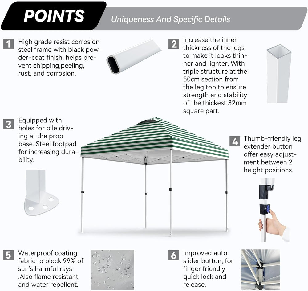 Nazhura 10' x 10' Pop Up Canopy Tent with Sand Weight Bag, Freestandi...