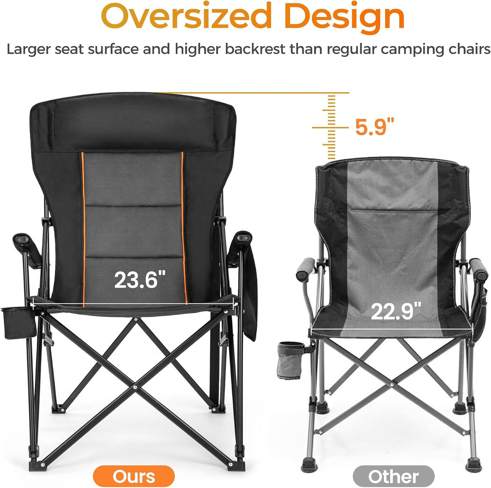ALPHA CAMP Heavy Duty Camping Chairs with Cup Holder Oversized Folding Chair ...