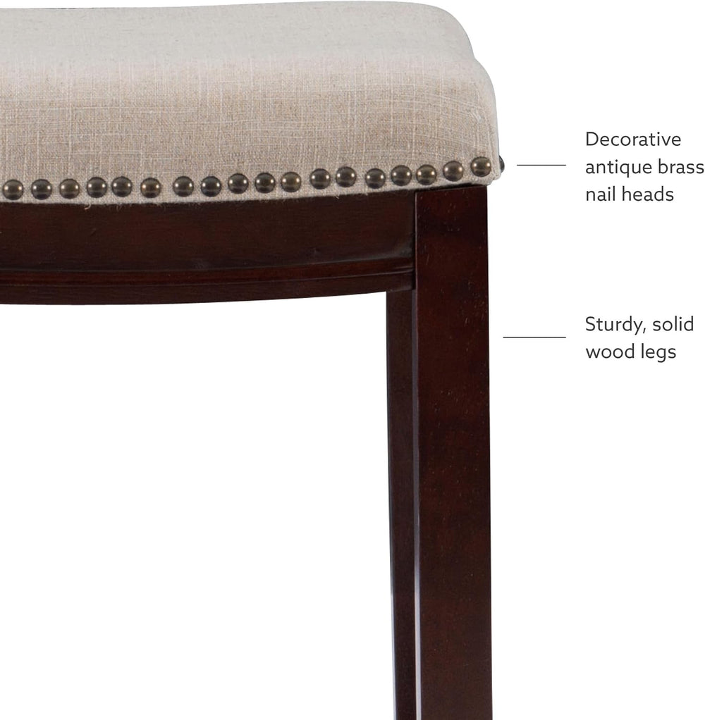 Linon Harper Beige & Dark Walnut 24" Counter Stool, Beige/Dark Walnu...