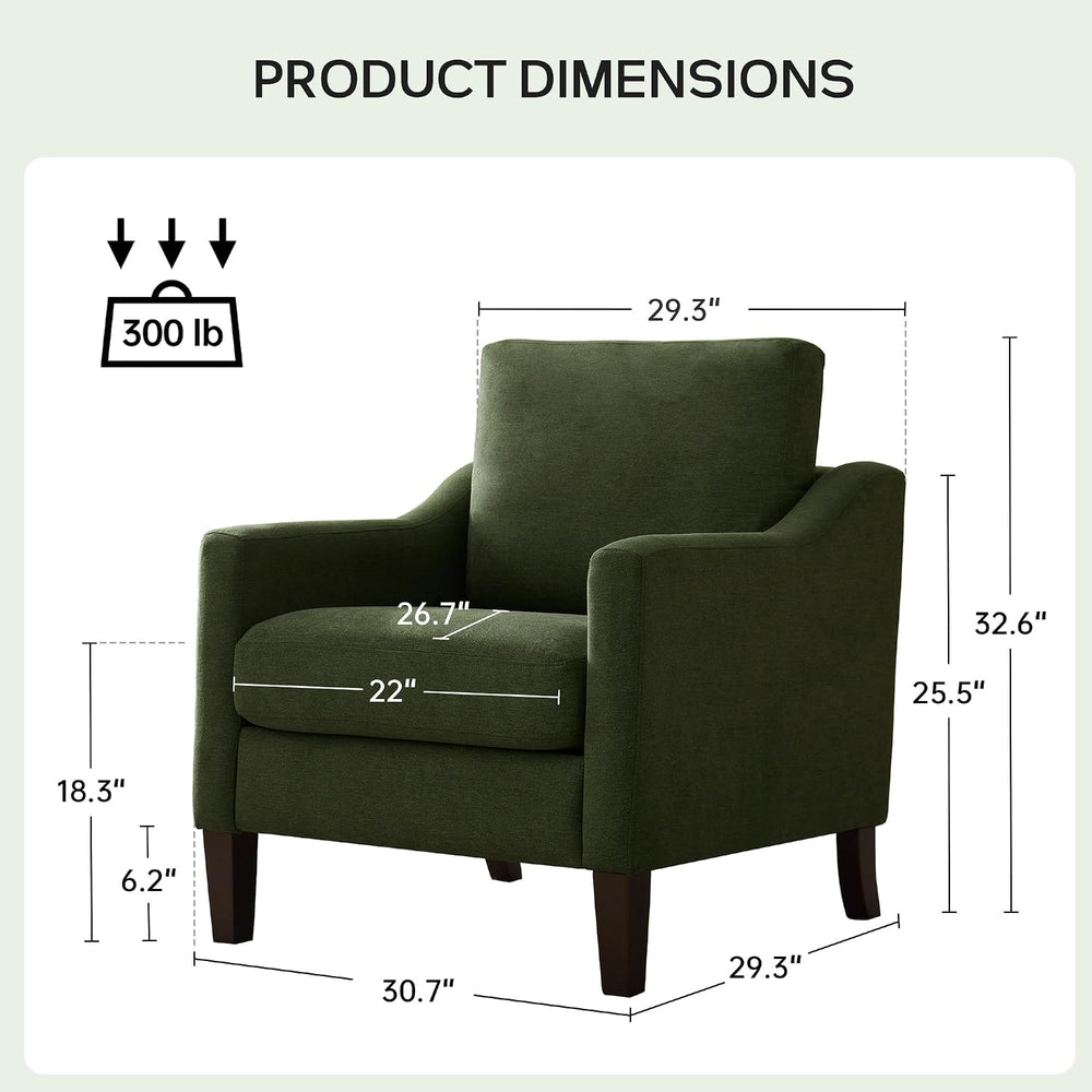 VKNOW Accent Chairs Set of 2, Modern Upholstered Armchairs, Green