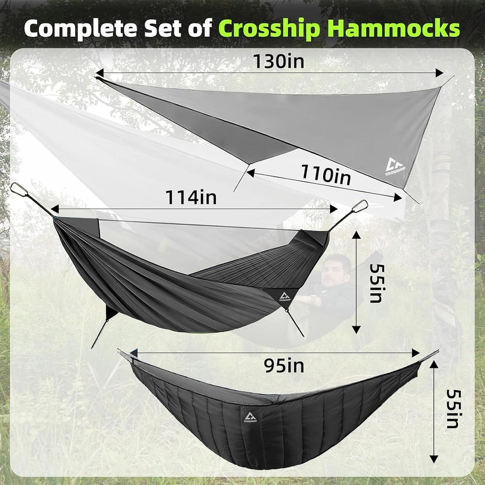 Camping Hammock with Mosquito Net, Underquilt & Rain Fly Tarp