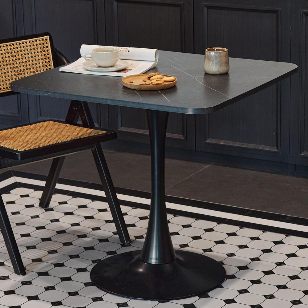 Square Modern Dinning Table 30 inches for 2-4 Bistro Tulip Table with Faux Ma...